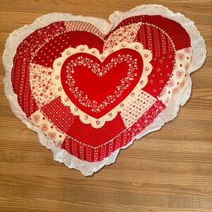 Heart-Shaped Red and White Pillow